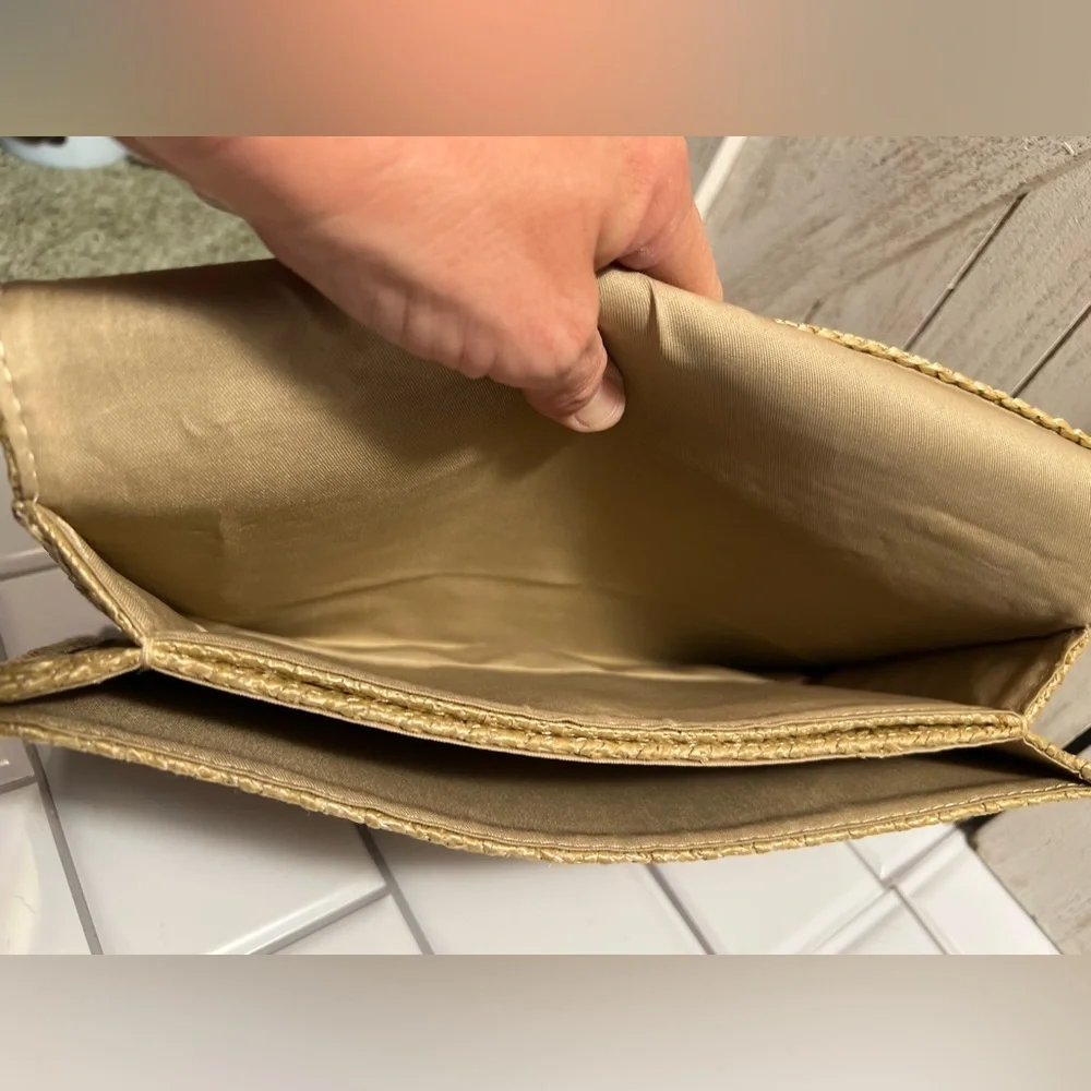 Chic Woven Clutch with Gold Chain
